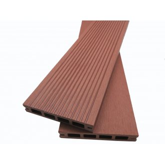 Lame terrasse bois composite alvéolaire - Brun Rouge, L : 220 cm, l : 12 cm, E : 19 mm
