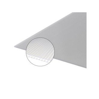 Plaque polycarbonate alvéolaire 6mm Translucide, l : 105 cm, L : 2 m