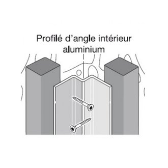 Profil d'angle alu intérieur pour bardage Aluminium brut, L : 270 cm, l : 7.7 cm, E : 3 mm