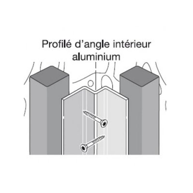 Profil d'angle alu intérieur pour bardage Aluminium brut, L : 270 cm, l : 7.7 cm, E : 3 mm - 25_73 - 3068754061057