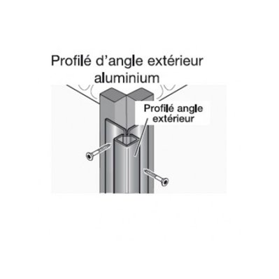 Profil d'angle alu extérieur pour bardage Aluminium brut, L : 270 cm, l : 4.3 cm, E : 4cm - 26_74 - 3068754061040