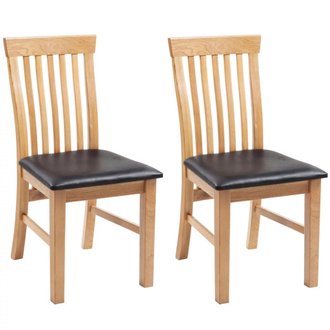Lot de deux chaises de salle à manger bois de chêne cuir artificiel 1902124/2