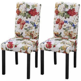 Lot de deux chaises à manger motif floral bois 1902228