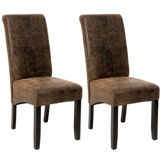 Lot de 2 chaises de salle à manger salon cuisine design aspect cuir marron foncé 1908012