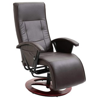 Fauteuil chaise siège lounge design club sofa salon tv pivotant marron similicuir 1102195/3