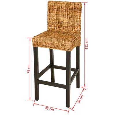 Lot de deux tabourets de bar design chaise siège bois de mangue et d'abaca marron 1202058 - 1202058 - 3002329123979