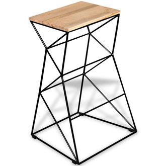 Tabouret de bar design chaise siège bois de manguier massif 1202046/2