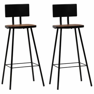 Lot de deux tabourets de bar design chaise siège bois massif de récupération marron foncé 1202188