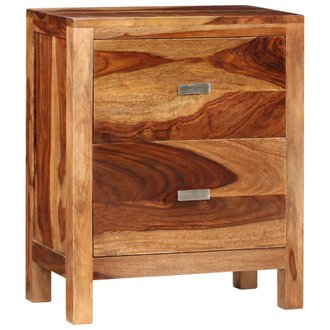 Table de nuit chevet commode armoire meuble chambre avec 2 tiroirs bois massif de sesham 1402064