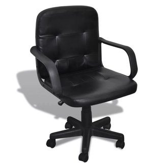 Fauteuil chaise chaise de bureau cuir mélangé noir 59 x 51 x 81-89 cm 0502055