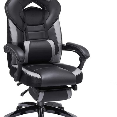 Fauteuil chaise de bureau gaming gamer avec coussin noir gris 12_0000400 - 12_0000400 - 3000104148988