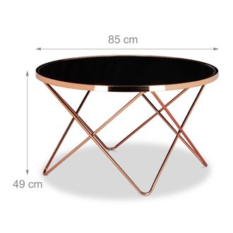 Table basse ronde diamètre 83 cm cuivre et verre noir moderne design 0913010