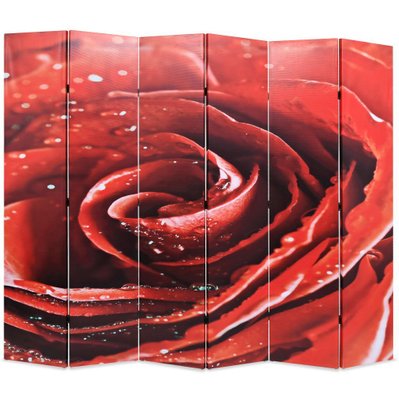 Paravent séparateur de pièce cloison de séparation décoration meuble pliable 228 cm rose rouge 0802057 - 0802057 - 3002378074499