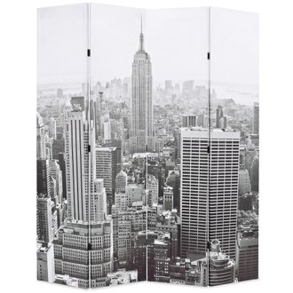 Paravent séparateur de pièce cloison de séparation décoration meuble pliable 160 cm new york noir et blanc 0802019