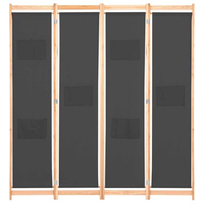 Paravent séparateur de pièce cloison de séparation décoration meuble 4 panneaux gris 160x4 cm tissu 0802084 - 0802084 - 3002375240415