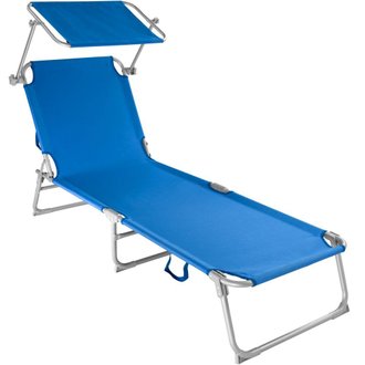 Transat bain de soleil meuble jardin acier bleu 2208099