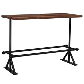 Table haute mange debout bar bistrot bois massif de récupération marron 150 cm 0902086