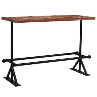 Table haute mange debout bar bistrot bois récupération massif multicolore 150cm 0902097