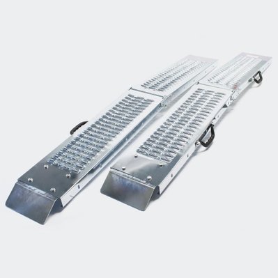Lot de 2 rampes de chargement multi-usage pliante acier galvanisé rail collision 180 x 22,5 cm jusqu'a 400kg gris 3416096 - 3416096 - 3002164435510