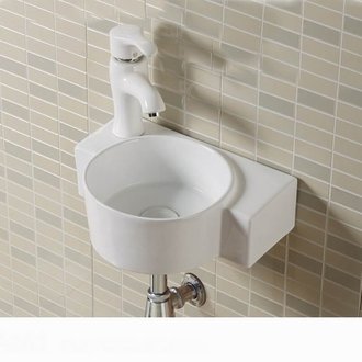 Lave main Asymétrique Gauche - Céramique blanc - 40x28 cm - Pool