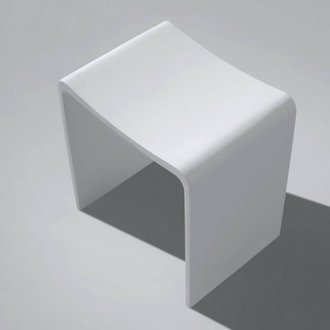 Tabouret de Salle de Bain - Solid surface Blanc Mat - 40x43 cm - Essential