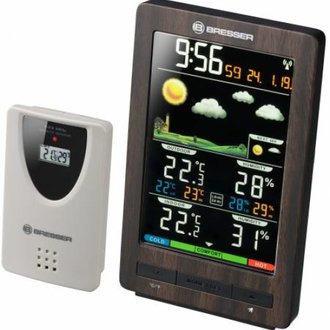 Station météo ClimaTemp avec écran couleur et finition bois - Bresser