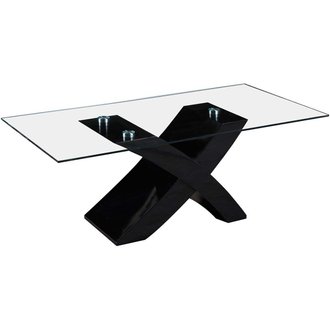 Table basse rectangulaire "Tina" - 117 x 62 x 45 cm - Noir / MDF laqué