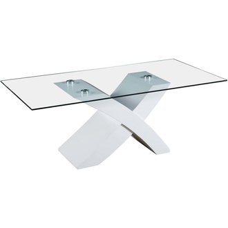 Table basse rectangulaire "Tina" - 117 x 62 x 45 cm - Blanc / MDF laqué