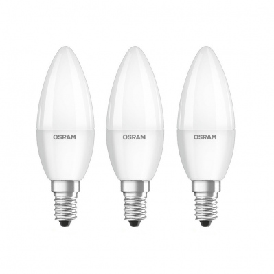 Pack de 3 ampoules LED flamme - E14 - 5,7 W - 470 lm - blanc chaud - 4,05E+12 - 4052899972490