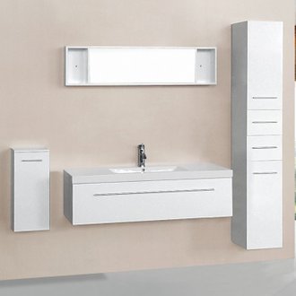 Agathe Blanc : ensemble salle de bain 3 meubles + 1 vasque + 1 miroir