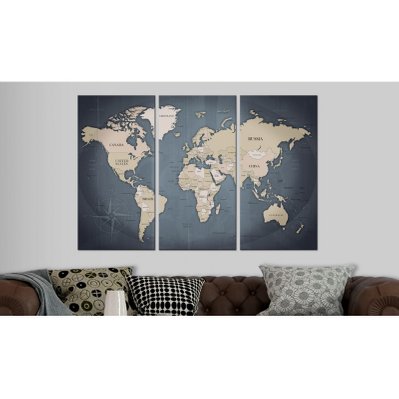 120x80 - Tableau en liège - Anthracitic World [Cork Map] - A1-Pinnwand294 - 5903143931918