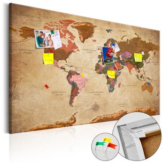 120x80 - Tableau en liège - World Map: Brown Elegance [Cork Map]