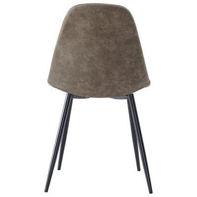 ORLANDO - Chaise vintage microfibre vintage marron clair pieds métal noir (x2) - 1986 - 3701139518929