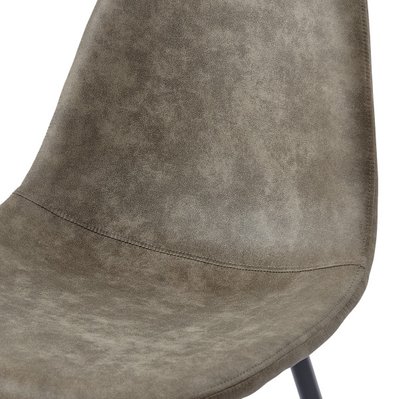 ORLANDO - Chaise vintage microfibre vintage marron clair pieds métal noir (x2) - 1986 - 3701139518929
