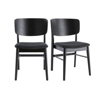 Chaises en bois noir et tissu gris foncé (lot de 2) SHELDON