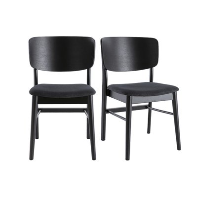 Chaises en bois noir et tissu gris foncé (lot de 2) SHELDON - 48078 - 3662275115109