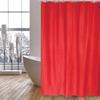 MSV Rideau de douche Polyester 180x200cm Rouge - Anneaux inclus