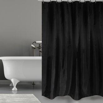 MSV Rideau de douche Polyester 180x200cm Noir - Anneaux inclus