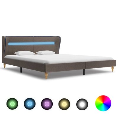 vidaXL Cadre de lit avec LED Taupe Tissu 180 x 200 cm - 280616 - 8719883578439