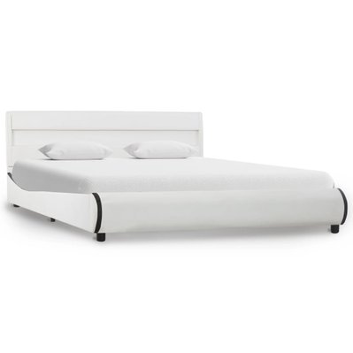 vidaXL Cadre de lit avec LED Blanc Similicuir 160 x 200 cm - 285018 - 8719883699493