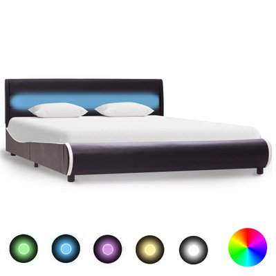 vidaXL Cadre de lit avec LED Noir Similicuir 160 x 200 cm - 285024 - 8719883699554
