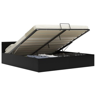 vidaXL Cadre de lit à rangement avec LED Noir Similicuir 180x200 cm - 285545 - 8719883748153