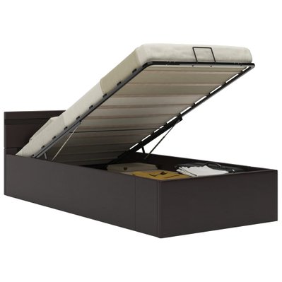 vidaXL Cadre de lit à rangement avec LED Gris Similicuir 90x200 cm - 285552 - 8719883748221