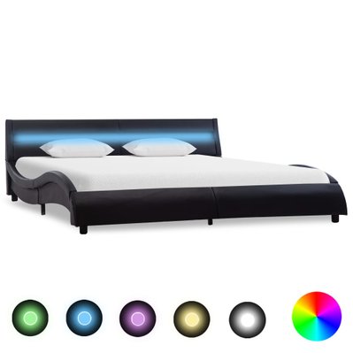 vidaXL Cadre de lit avec LED Noir Similicuir 160 x 200 cm - 285670 - 8719883749402