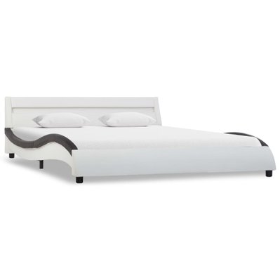 vidaXL Cadre de lit avec LED Blanc et noir Similicuir 120x200 cm - 285680 - 8719883749501