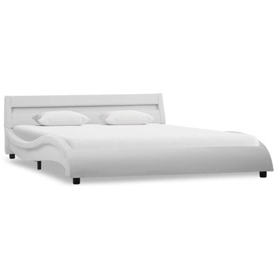 vidaXL Cadre de lit avec LED Blanc Similicuir 140 x 200 cm - 285675 - 8719883749457