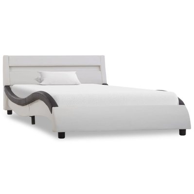 vidaXL Cadre de lit avec LED Blanc et noir Similicuir 90x200 cm - 285678 - 8719883749488