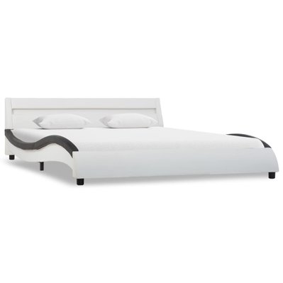 vidaXL Cadre de lit avec LED Blanc et noir Similicuir 160x200 cm - 285682 - 8719883749525
