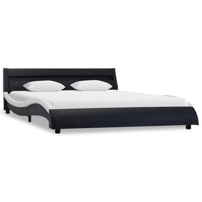 vidaXL Cadre de lit avec LED Noir et blanc Similicuir 140x200 cm - 285687 - 8719883749570