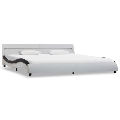 vidaXL Cadre de lit avec LED Blanc et noir Similicuir 180x200 cm - 285683 - 8719883749532
